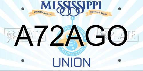 A72AGO Mississippi License Plate