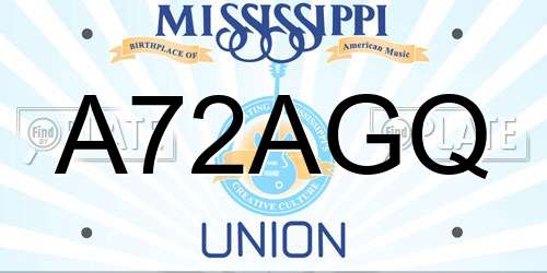 A72AGQ Mississippi License Plate