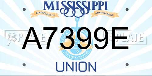 A7399E Mississippi License Plate