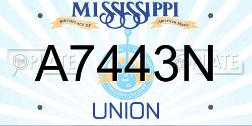 A7443N Mississippi License Plate