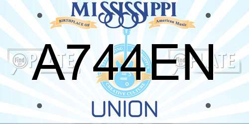 A744EN Mississippi License Plate