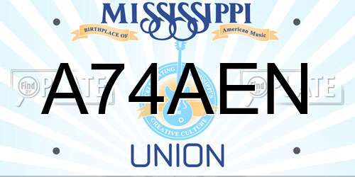 A74AEN Mississippi License Plate