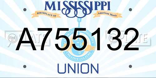 A755132 Mississippi License Plate
