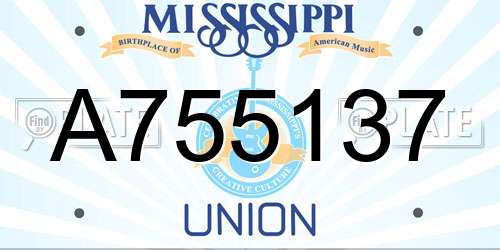 A755137 Mississippi License Plate