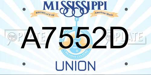 A7552D Mississippi License Plate