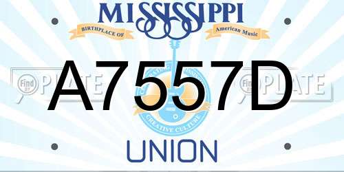 A7557D Mississippi License Plate