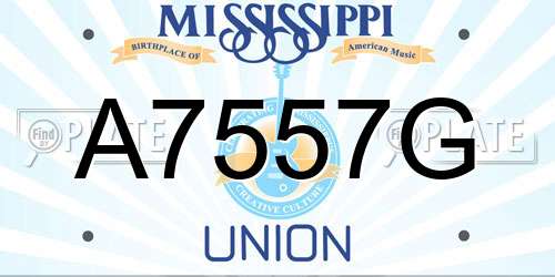 A7557G Mississippi License Plate