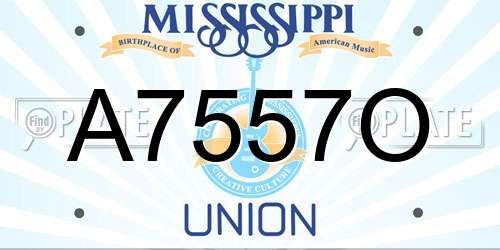 A7557O Mississippi License Plate