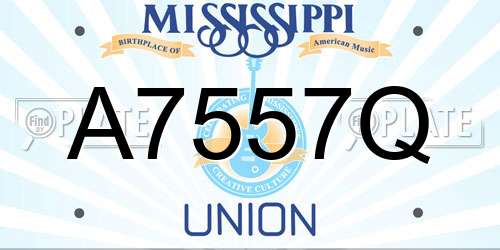 A7557Q Mississippi License Plate