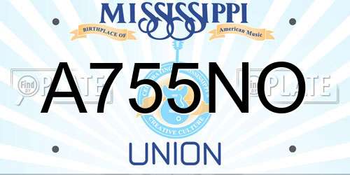 A755NO Mississippi License Plate