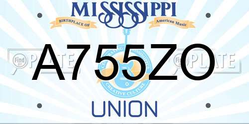 A755ZO Mississippi License Plate