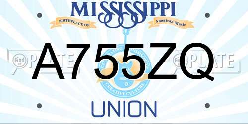 A755ZQ Mississippi License Plate