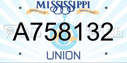 A758132 Mississippi License Plate