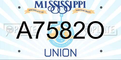 A7582O Mississippi License Plate