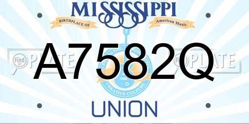 A7582Q Mississippi License Plate
