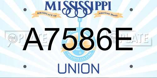 A7586E Mississippi License Plate