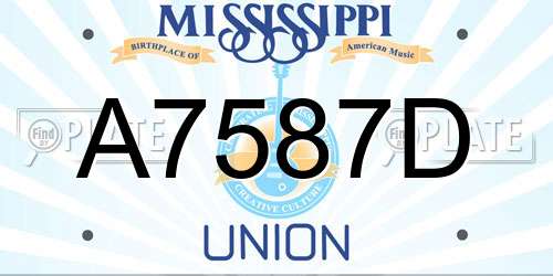 A7587D Mississippi License Plate