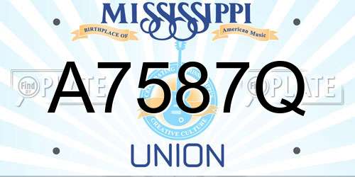 A7587Q Mississippi License Plate