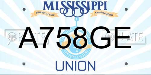 A758GE Mississippi License Plate