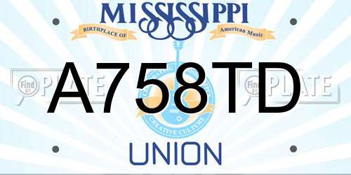 A758TD Mississippi License Plate