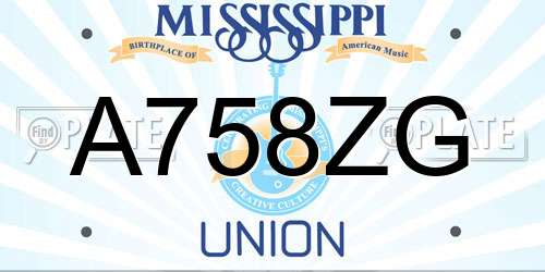 A758ZG Mississippi License Plate