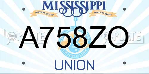 A758ZO Mississippi License Plate