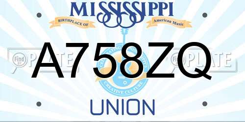 A758ZQ Mississippi License Plate