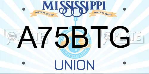 A75BTG Mississippi License Plate