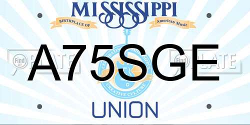 A75SGE Mississippi License Plate