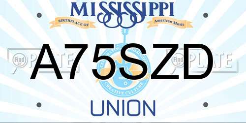 A75SZD Mississippi License Plate