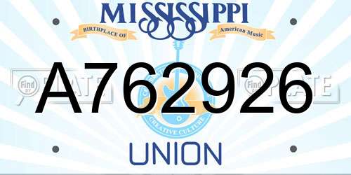 A762926 Mississippi License Plate