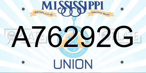 A76292G Mississippi License Plate