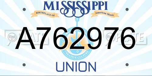 A762976 Mississippi License Plate