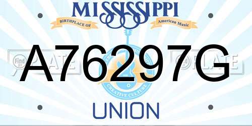 A76297G Mississippi License Plate