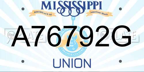 A76792G Mississippi License Plate