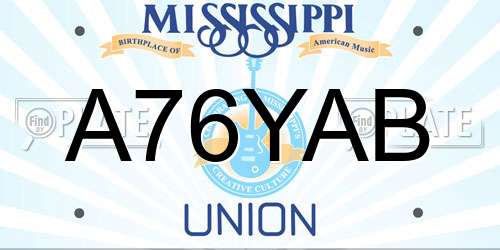 A76YAB Mississippi License Plate