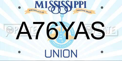 A76YAS Mississippi License Plate