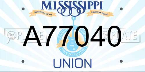 A77040 Mississippi License Plate