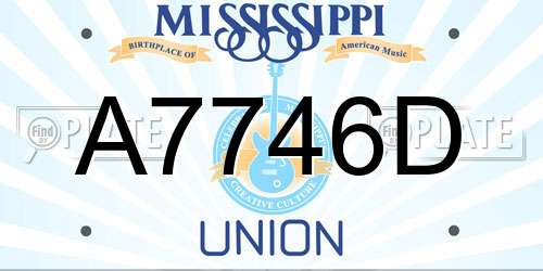 A7746D Mississippi License Plate