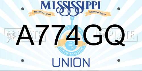A774GQ Mississippi License Plate