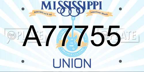 A77755 Mississippi License Plate