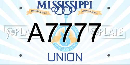 A7777 Mississippi License Plate