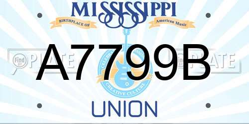 A7799B Mississippi License Plate