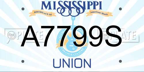 A7799S Mississippi License Plate