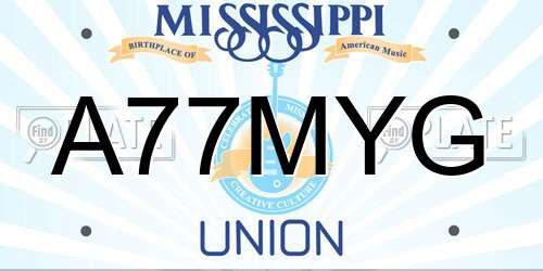 A77MYG Mississippi License Plate