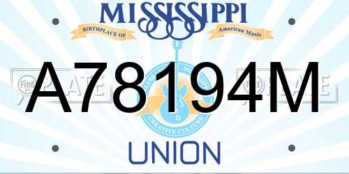 A78194M Mississippi License Plate