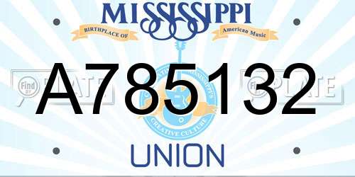 A785132 Mississippi License Plate
