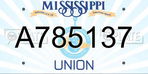 A785137 Mississippi License Plate