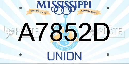 A7852D Mississippi License Plate