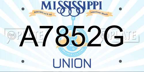 A7852G Mississippi License Plate